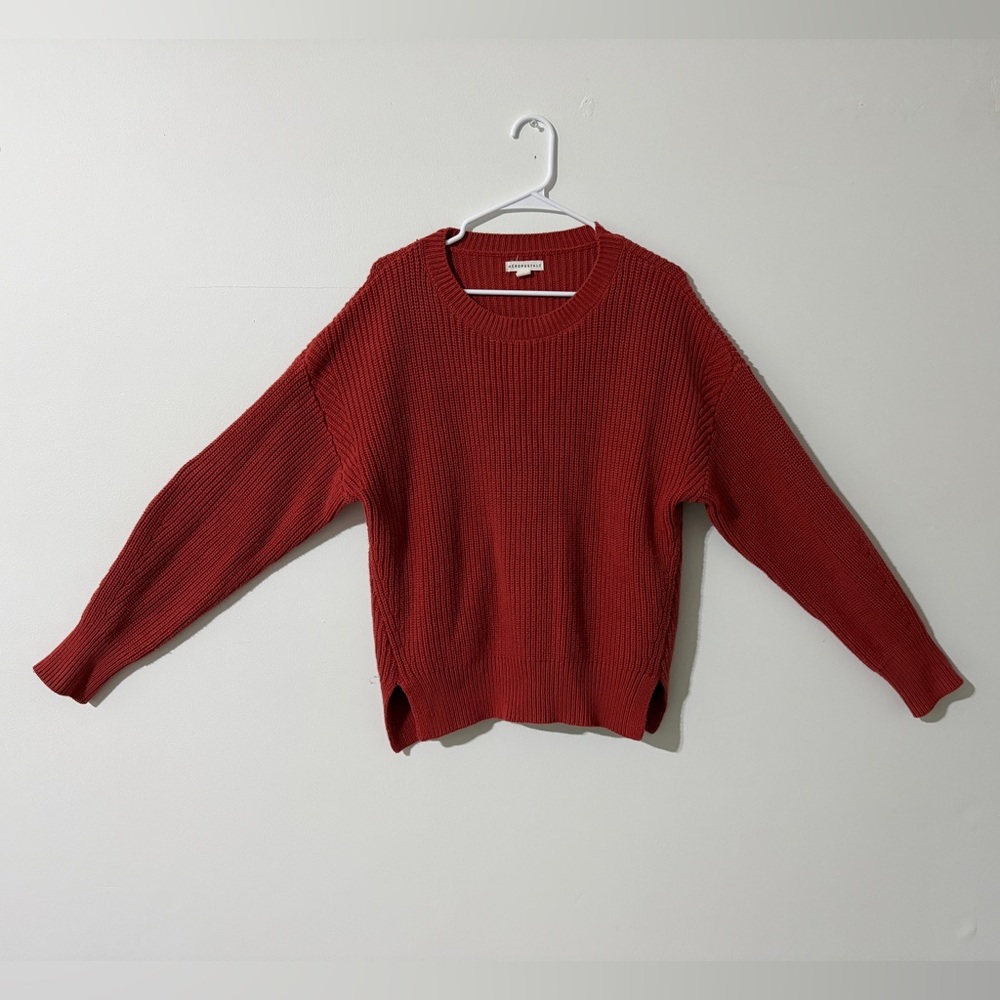 Aeropostale Women's Rich Red Crew Neck Oversized Knit Sweater